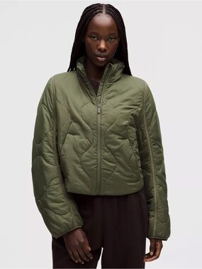 lululemon athletica Olive Quilted Cropped Puffer Jacket